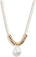 Nordstrom Faux Pearl Pendant Cord Necklace