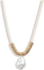Nordstrom Faux Pearl Pendant Cord Necklace