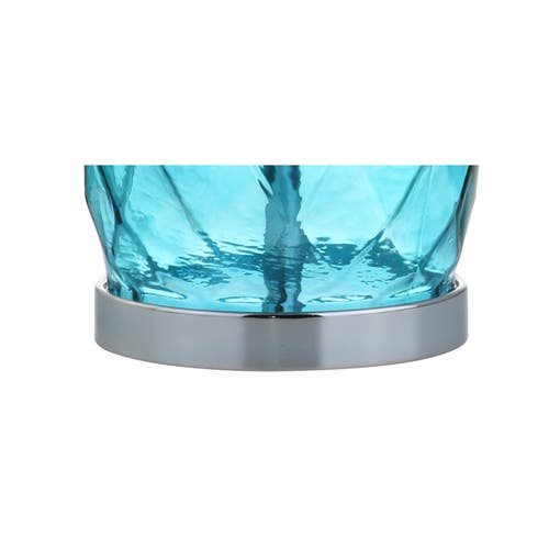 Jonathan Y Juliette 26.5" Glass/metal Led Table Lamp In Moroccan Blue