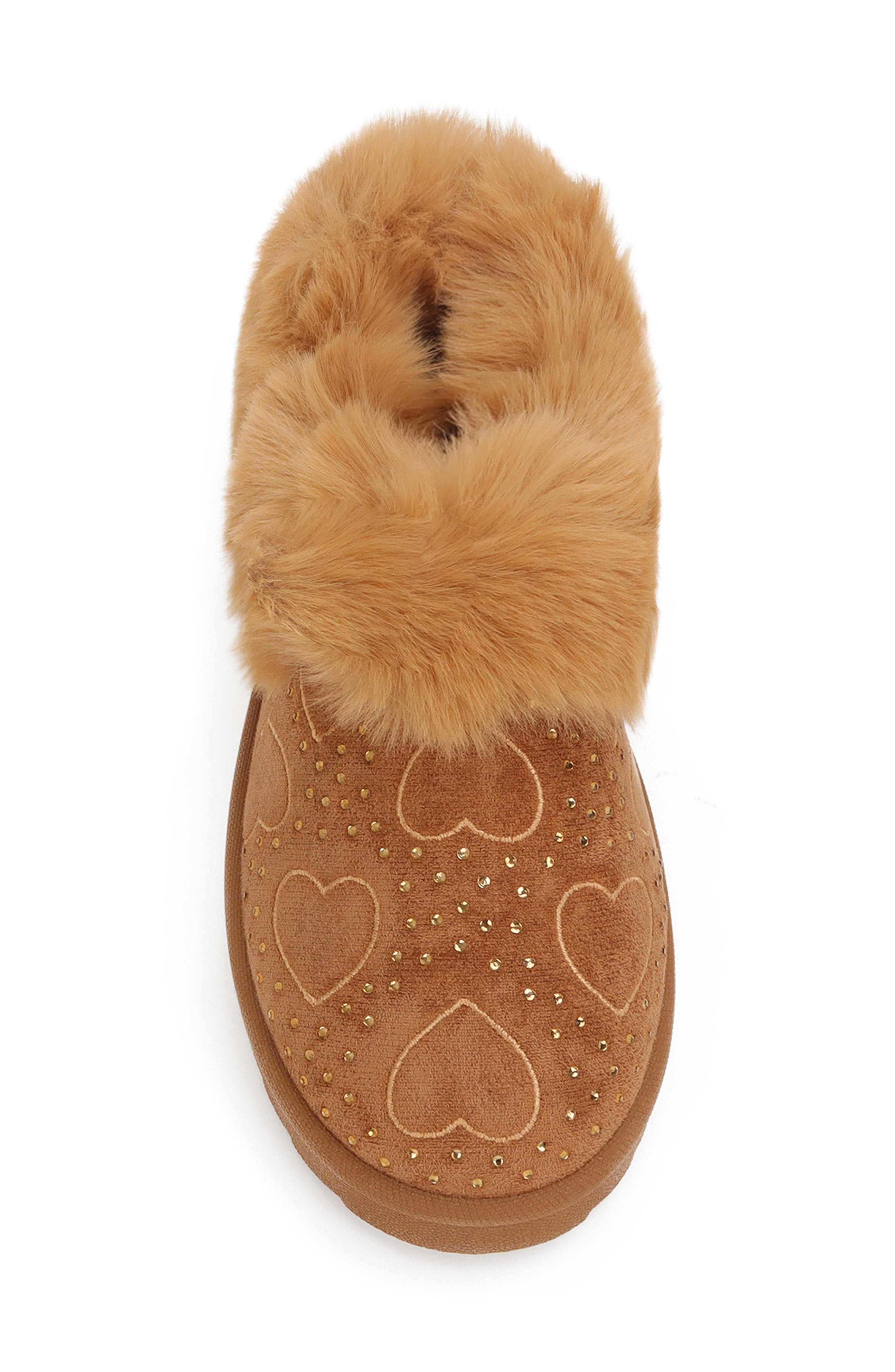 Kids' Stone Fuzzy Faux Fur Slipper, Alternate, color, SAND