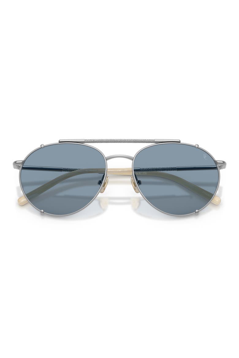 56mm Pilot Sunglasses, Alternate, color, SILVER / OCEAN