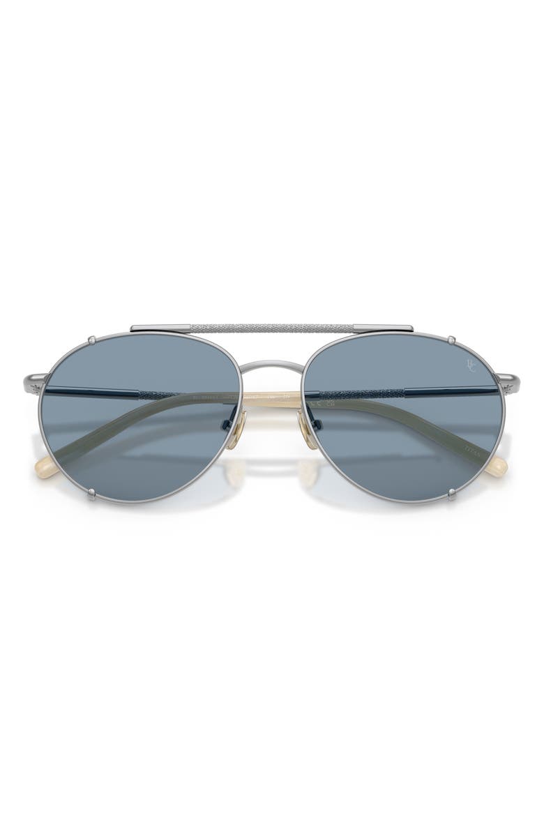Brunello Cucinelli 56mm Pilot Sunglasses, Alternate, color, Silver / Ocean