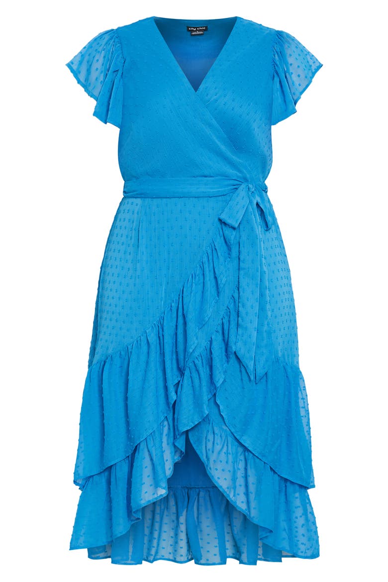 Dee Clip Dot Wrap Front Dress, Alternate, color, BLUE