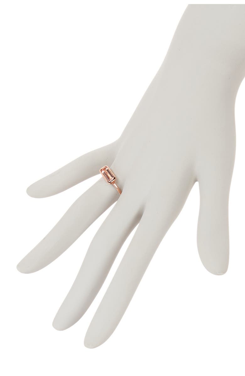 SAVVY CIE JEWELS 18K Rose Gold Vermeil Emerald Cut Morganite Crystal Bar Ring, Alternate, color, Rose