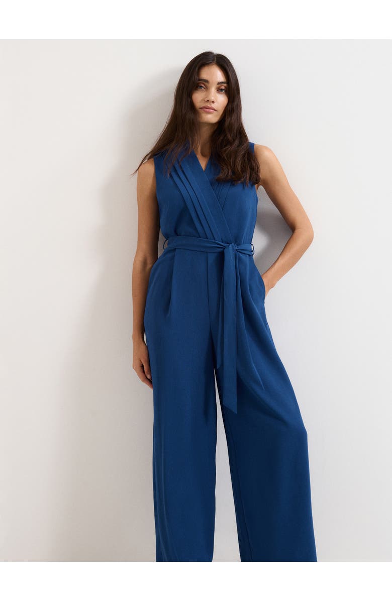 Phase Eight Maisley Pleated Cropped Jumpsuit, Alternate, color, Indigo