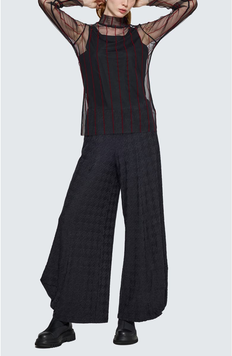 LUUKAA Eisley Striped Mesh Blouse, Alternate, color, Black Red