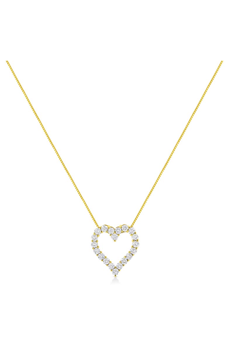 Haus of Brilliance 14K Yellow Gold Plated Silver 2.0 Cttw Diamond Classic Open Heart Pendant Necklace, Alternate, color, Yellow