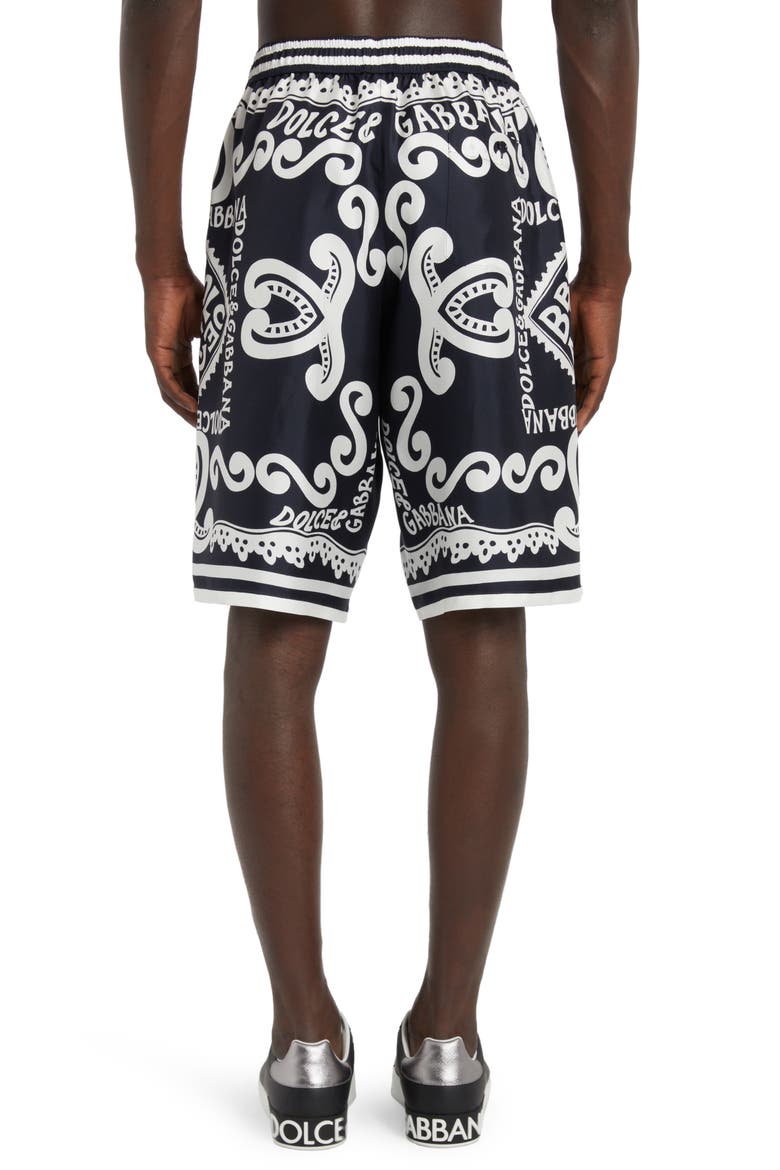 Marina Print Silk Twill Shorts, Alternate, color, HB4XR DG MARINA F.BLU