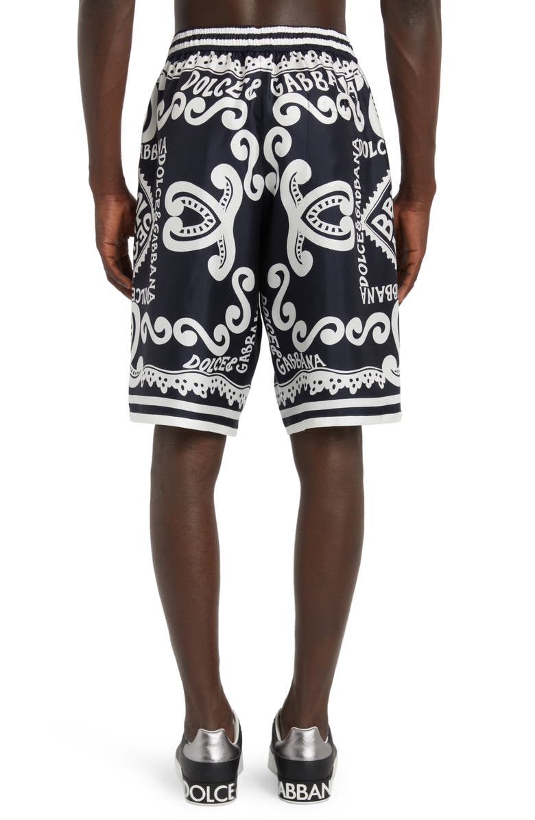 Dolce&Gabbana Marina Print Silk Twill Shorts, Alternate, color, 