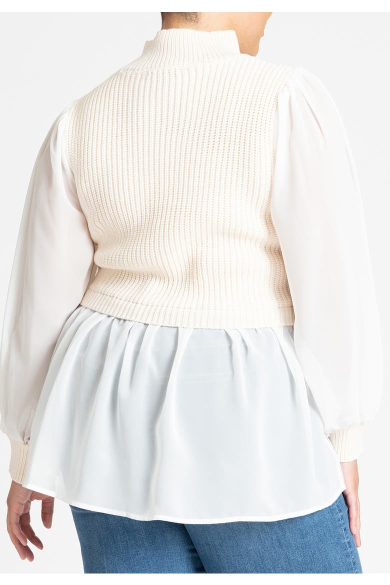 Twofer Sweater With Chiffon, Alternate, color, BUTTERCREAM