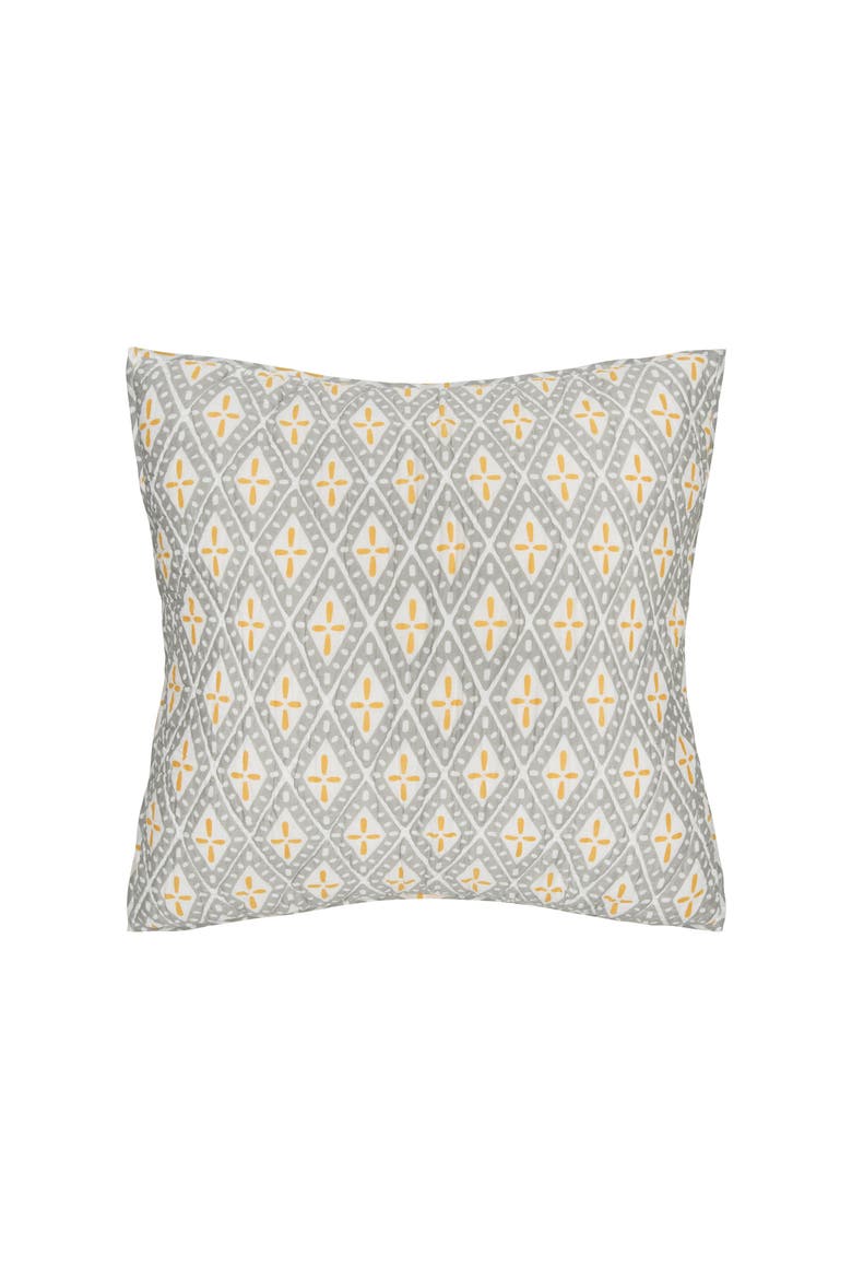 26" x 26" Liam Ochre Cotton Euro Pillow Sham, Main, color, Grey
