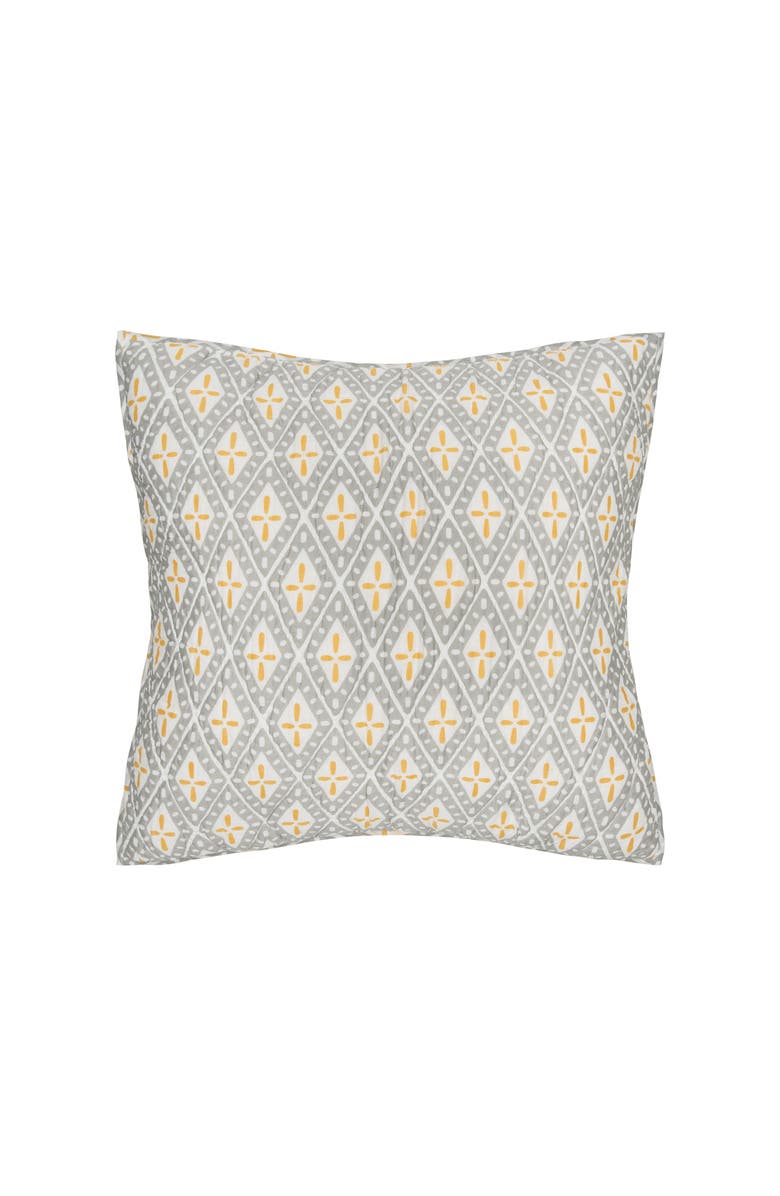 carol & frank 26" x 26" Liam Ochre Cotton Euro Pillow Sham, Main, color, Grey