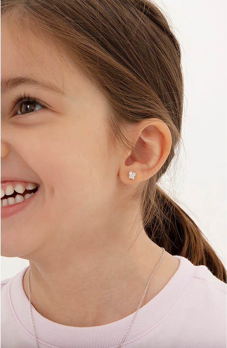 In Season Jewelry Teenie Tiny Butterfly Earrings, Alternate, color, Silver