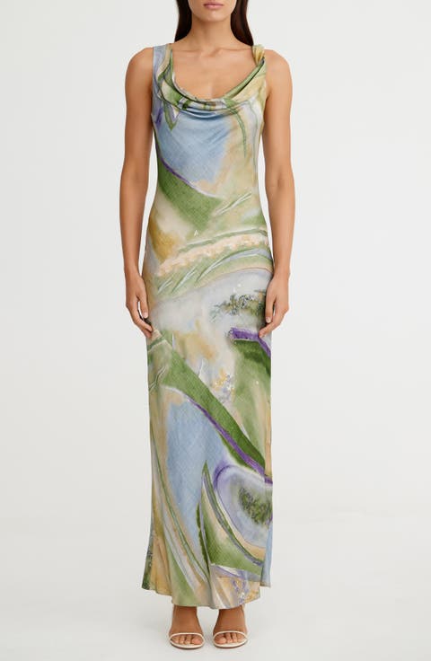 Bianca Marble Print Slipdress