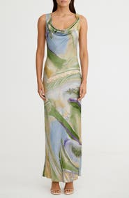 Significant Other Bianca Marble Print Slipdress