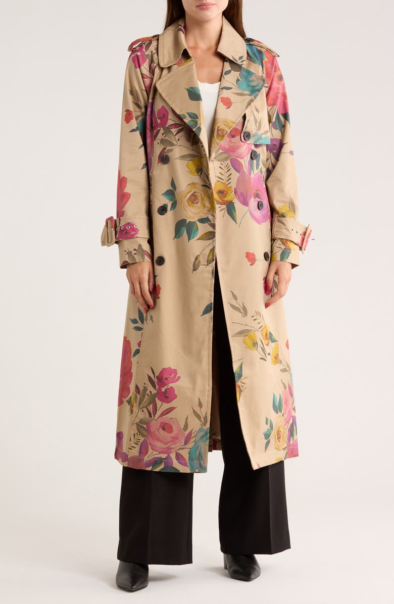 Avec Les Filles Floral Trench Coat, Alternate, color, 