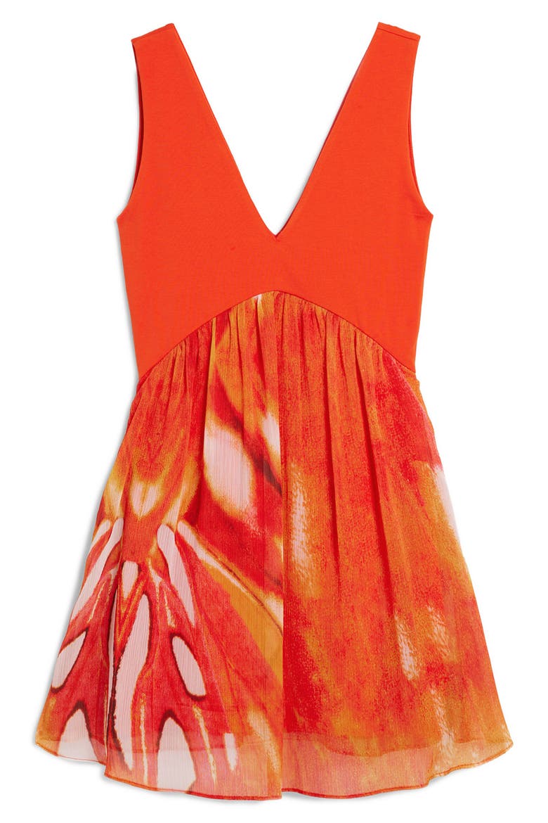 Sleeveless Floral Minidress, Alternate, color, ORANGE