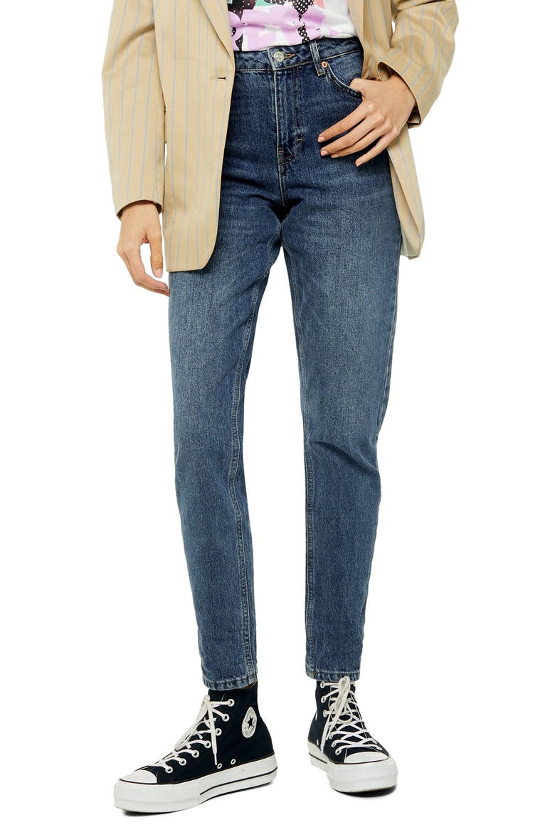 Tapered Mom Jeans, Main, color, BLUE