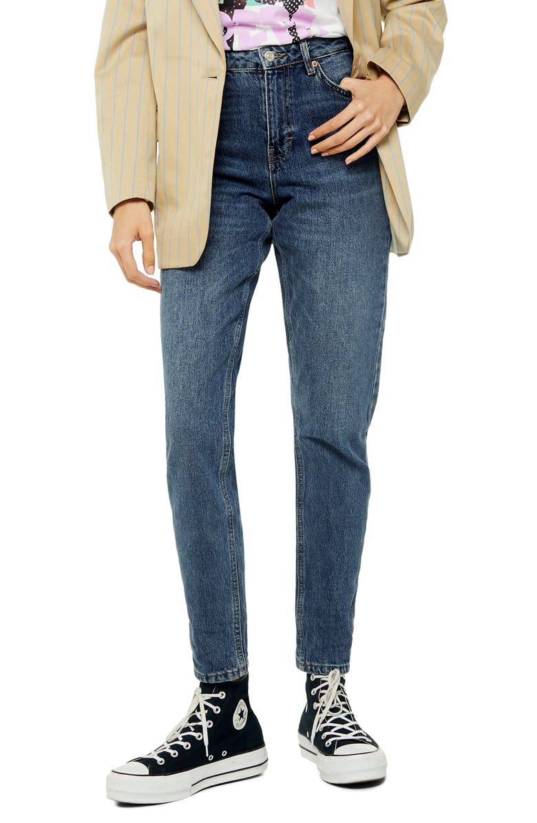 Topshop Tapered Mom Jeans, Main, color, 