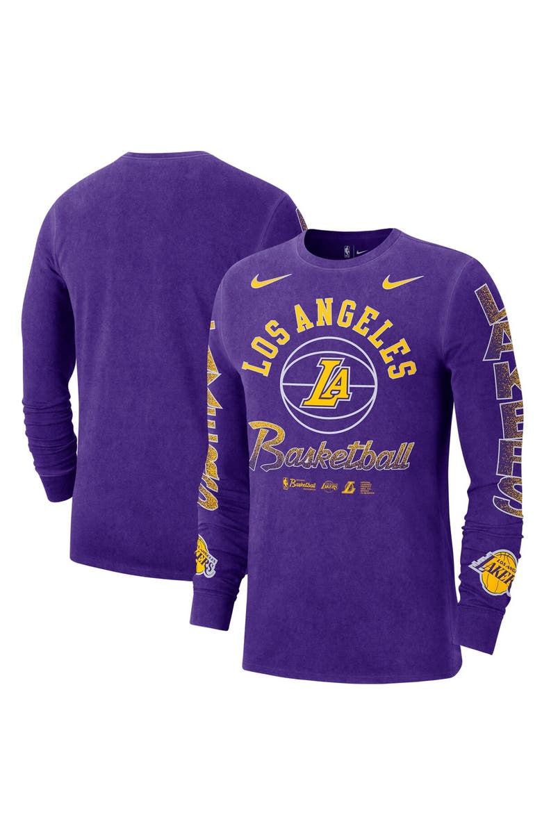 Nike Men's Nike Purple Los Angeles Lakers Courtside Retro Elevated Long Sleeve T-Shirt, Main, color, Purple