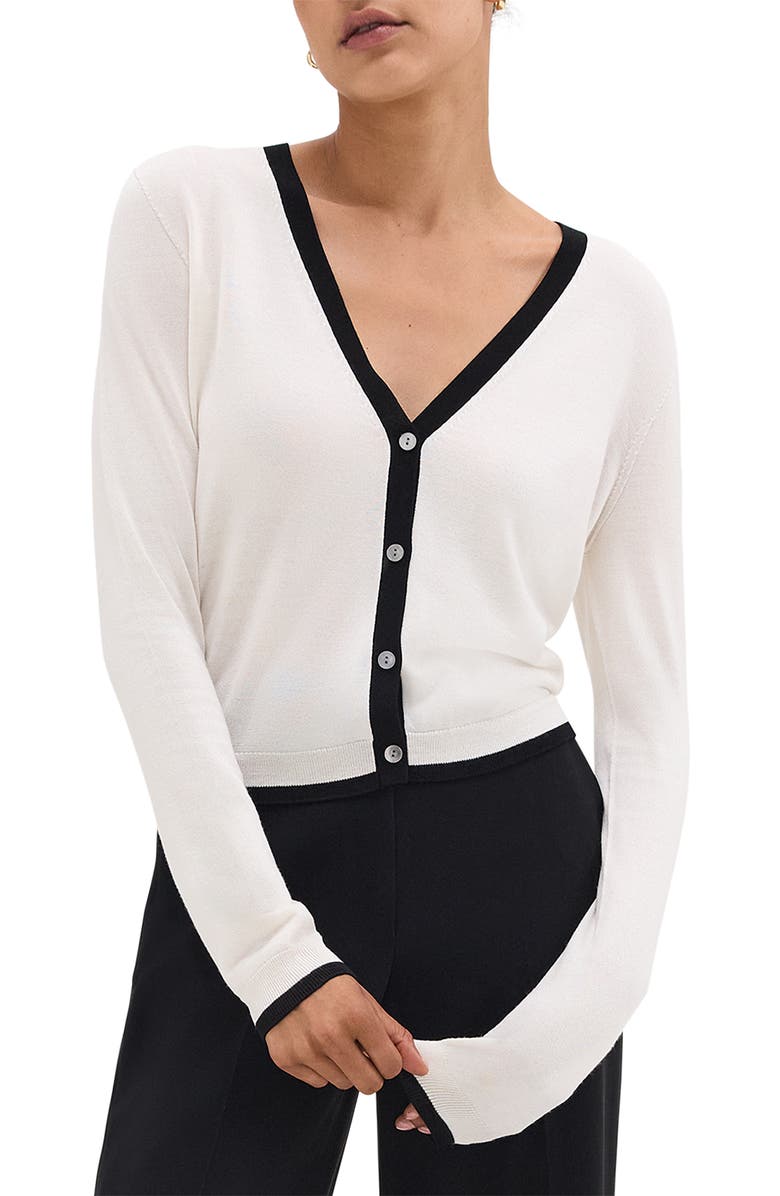 Theory Contrast Trim Wool Blend Cardigan, Alternate, color, 