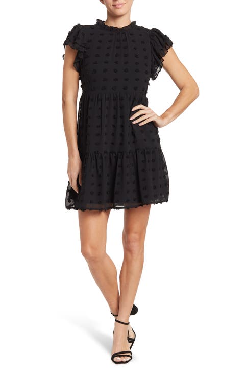 Kelsey Chiffon Mini Swiss Dot Dress