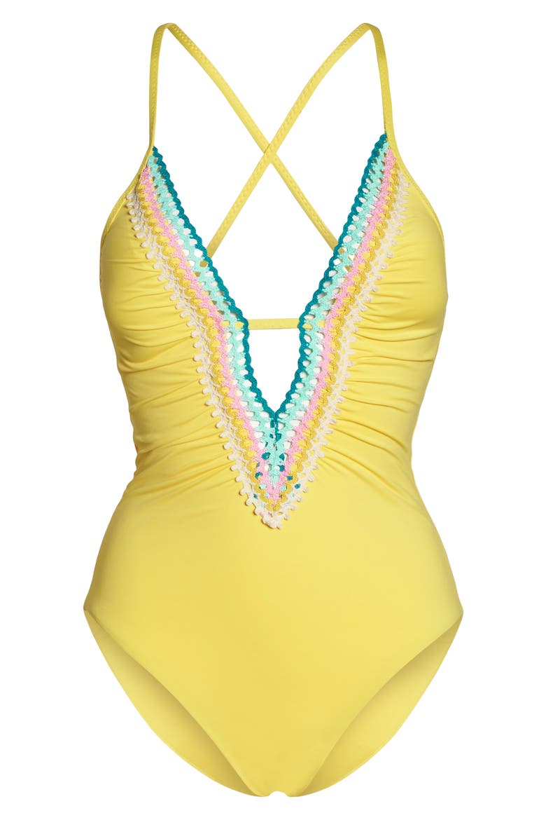 Pool Party One-Piece Swimsuit, Alternate, color, BANANA