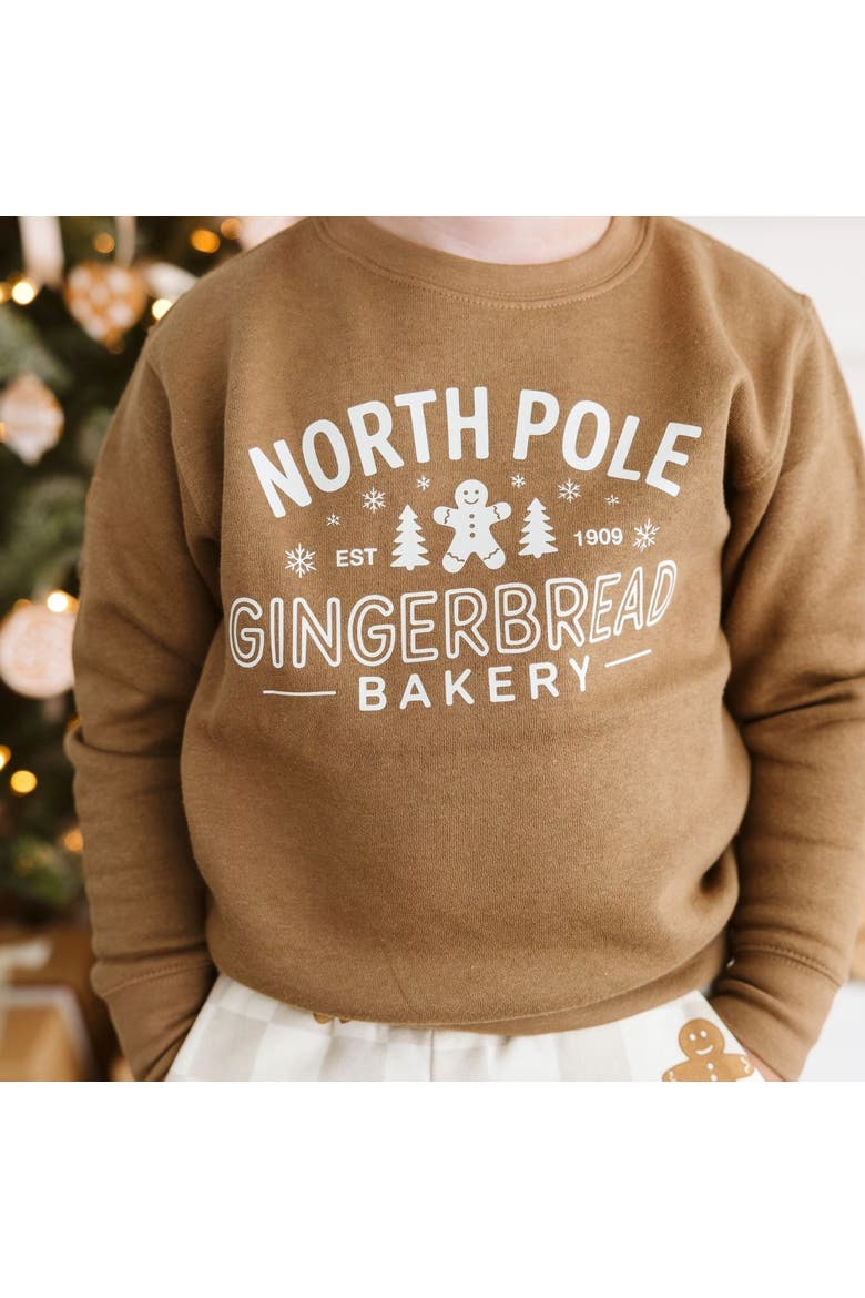North Pole Gingerbread Christmas Sweatshirt, Alternate, color, Mocha