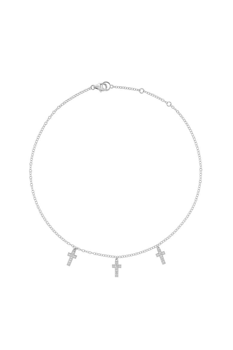 Diamond Cross Dangle Necklace, Alternate, color, Sterling Silver