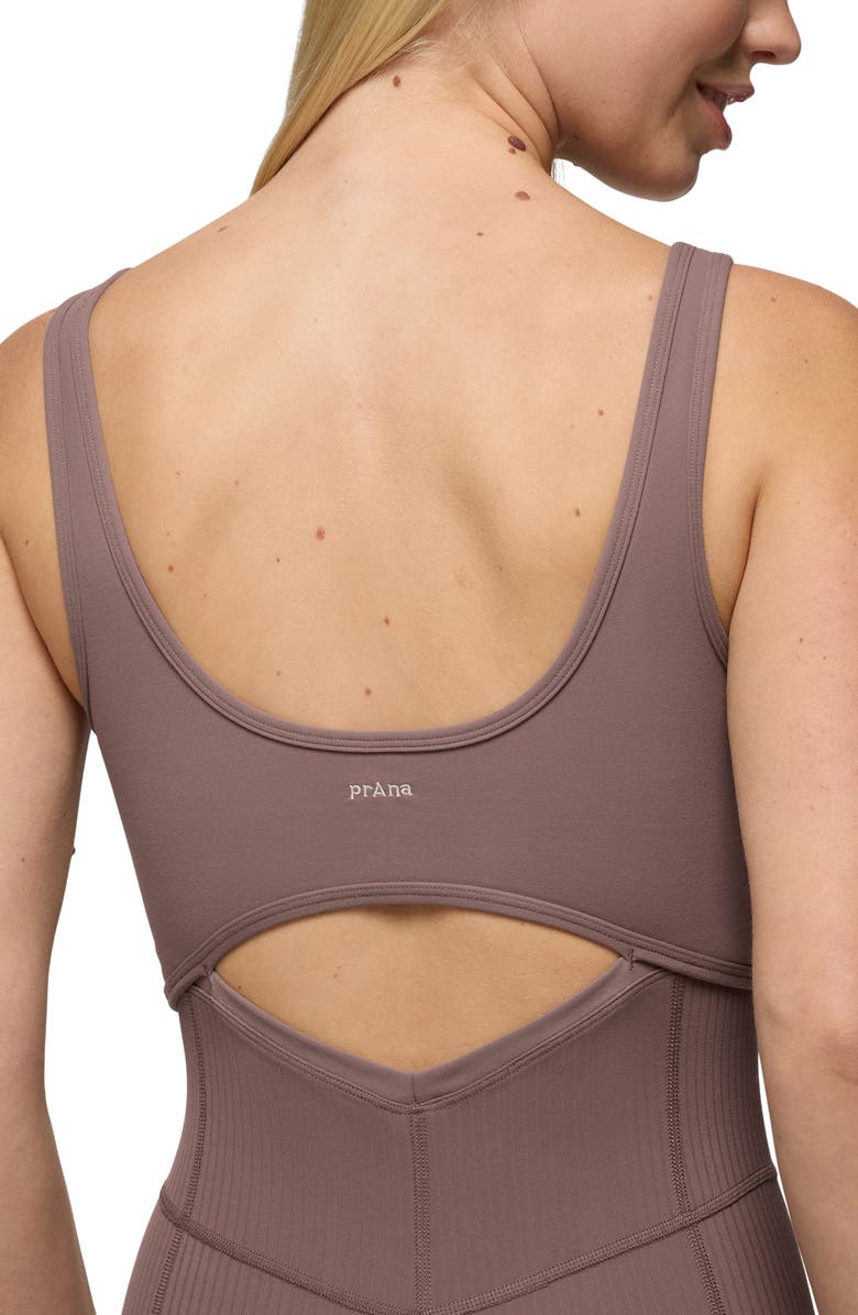 prAna Luxara Salutations Romper, Alternate, color, Carob