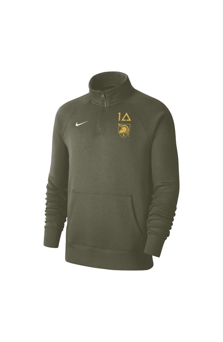 Nike Men's Nike Olive Army Black Knights 1st Armored Division Old Ironsides Club Fleece Quarter-Zip Pullover Jacket, Alternate, color, 