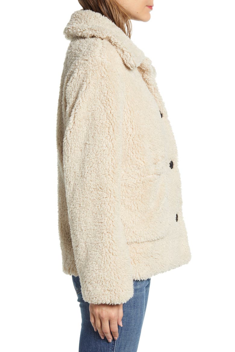 Faux Fur Teddy Coat, Alternate, color, MOONSTONE