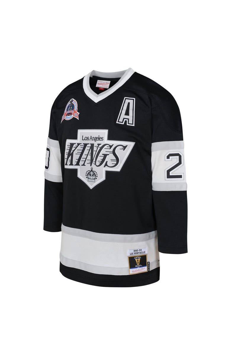 Mitchell & Ness Youth Mitchell & Ness Luc Robitaille Black Los Angeles Kings 1992 Blue Line Player Jersey, Alternate, color, 