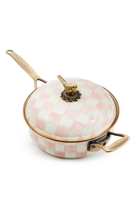 Rosy Check Enameled Steel 3-Quart Sauté Pan
