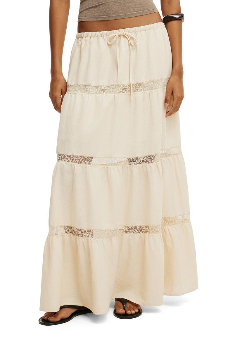 Women's Haven Multi Tiered Maxi Skirt, Alternate, color, Honey Cream Lace
