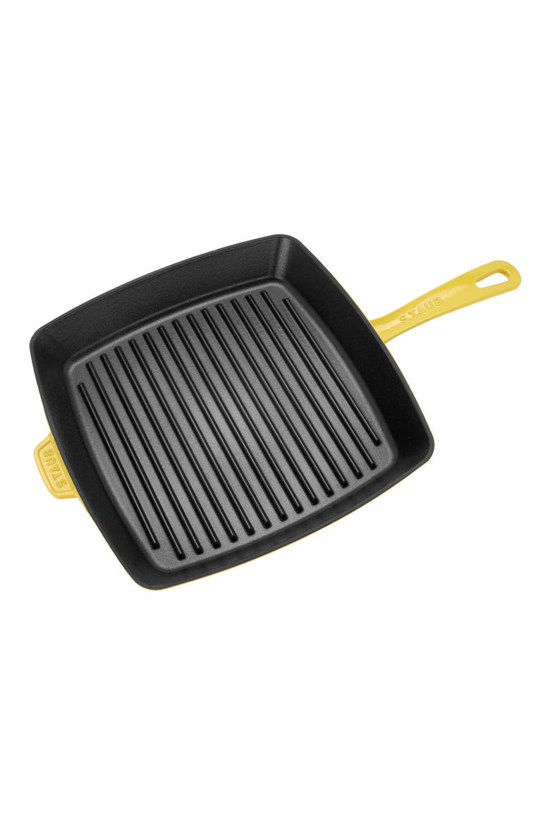 12-Inch Square Enameled Cast Iron Grill Pan, Alternate, color, CITRON