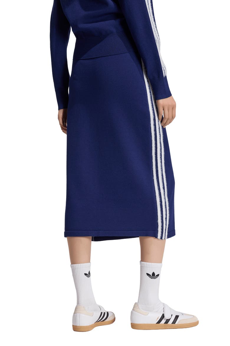Three-Stripe Knit Midi Skirt, Alternate, color, DARK BLUE/ WHITE