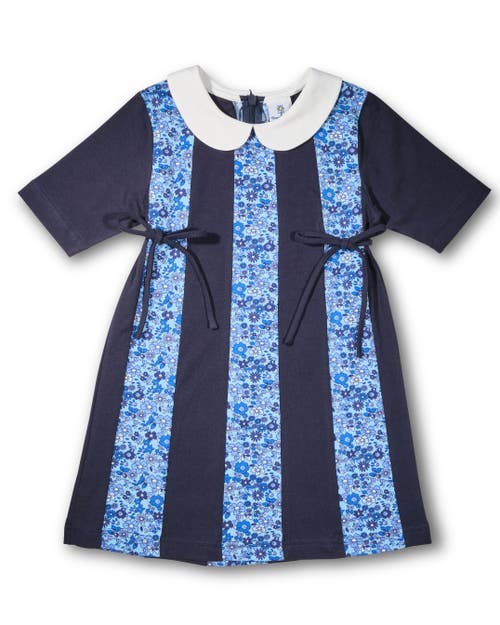 Florence Eiseman Floral Print Knit Colorblock Dress In Multi