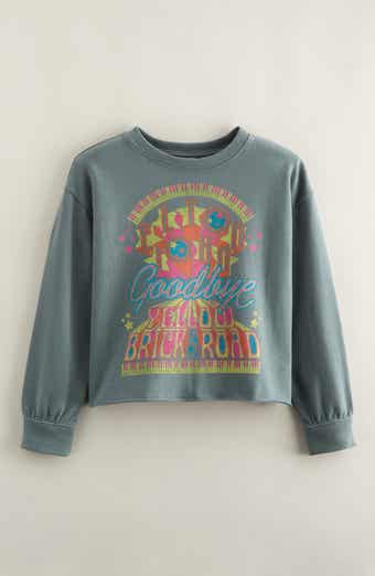 Kids' Graphic Raw Hem Crop Crewneck Sweatshirt