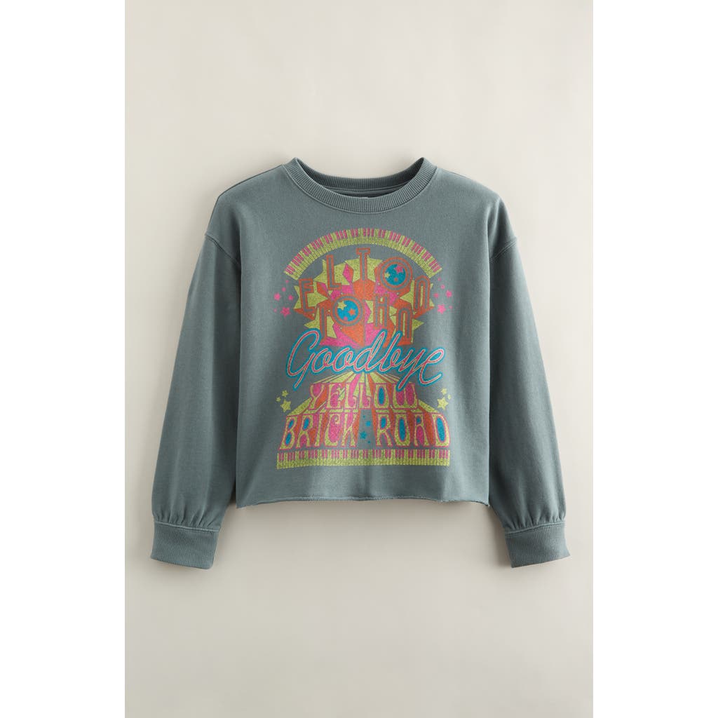 Treasure & Bond Kids' Graphic Raw Hem Crop Crewneck Sweatshirt