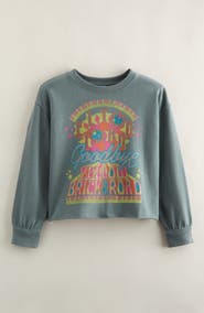 Treasure & Bond Kids' Graphic Raw Hem Crop Crewneck Sweatshirt