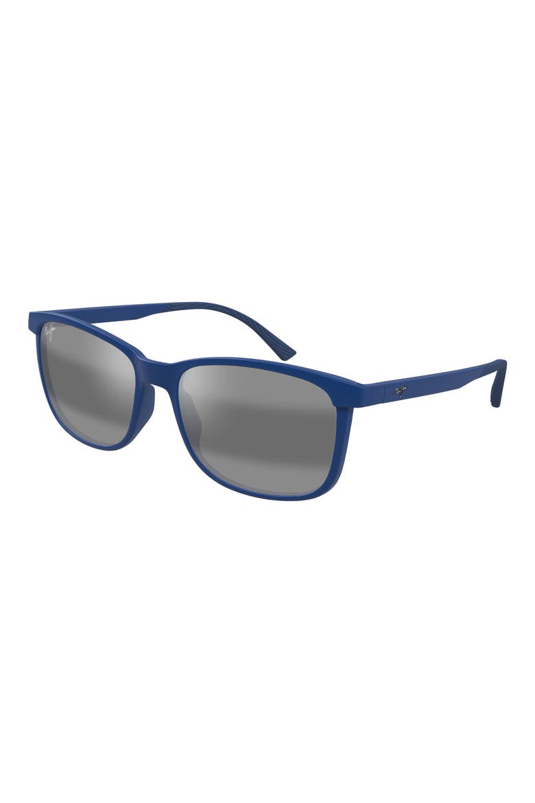 Hulili 57mm Polarized Rectangular Sunglasses, Alternate, color, MATTE BLUE