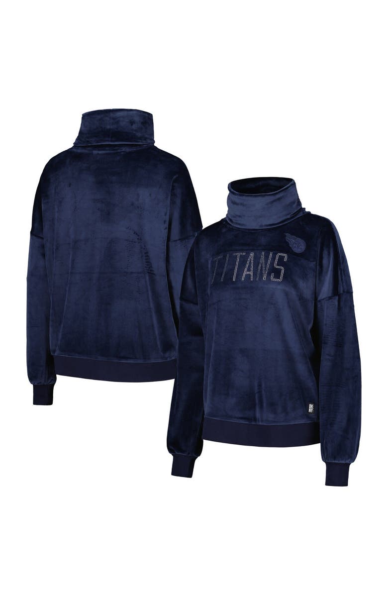 DKNY SPORT Women's DKNY Sport  Navy Tennessee Titans Deliliah Rhinestone Funnel Neck Pullover Sweatshirt, Alternate, color, Navy