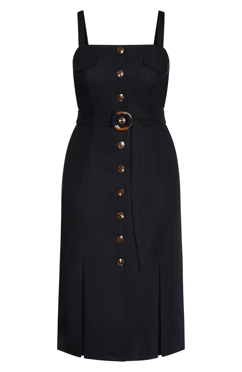 City Chic Safari Chic Sleeveless Button-Up Dress, Alternate, color,