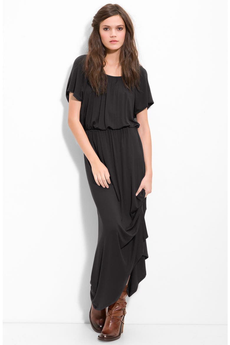 'Girl's Best Friend' Slit Back Maxi Dress, Main, color, BLACK