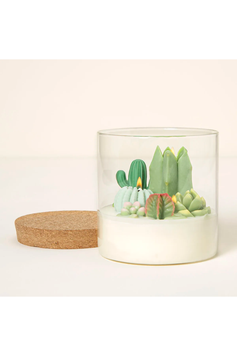 Terrarium Candle Large - Cactus Terrarium (Champagne & Peach) by Zoet Studio, Alternate, color, Champagne & Peach