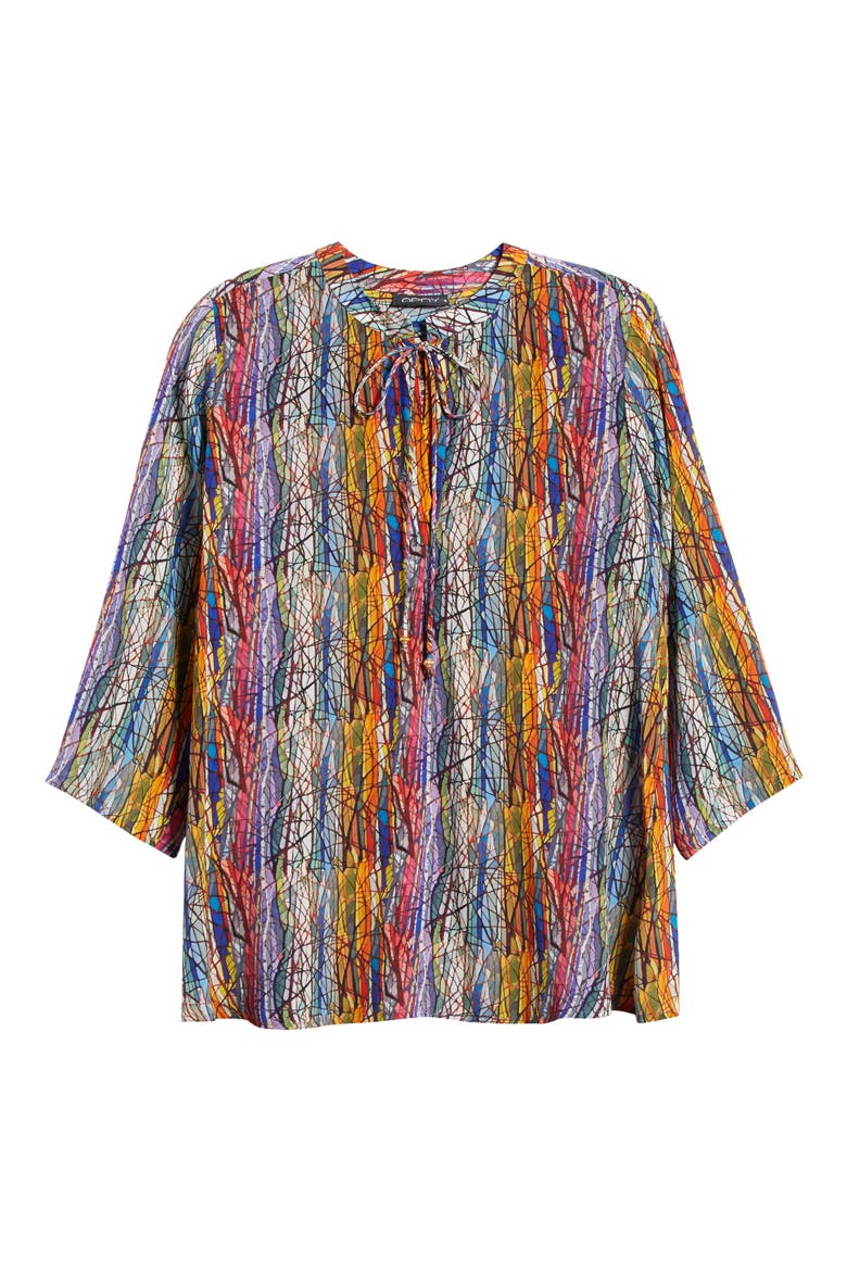 Tie Neck Top, Alternate, color, TANGLED WEB BLUE