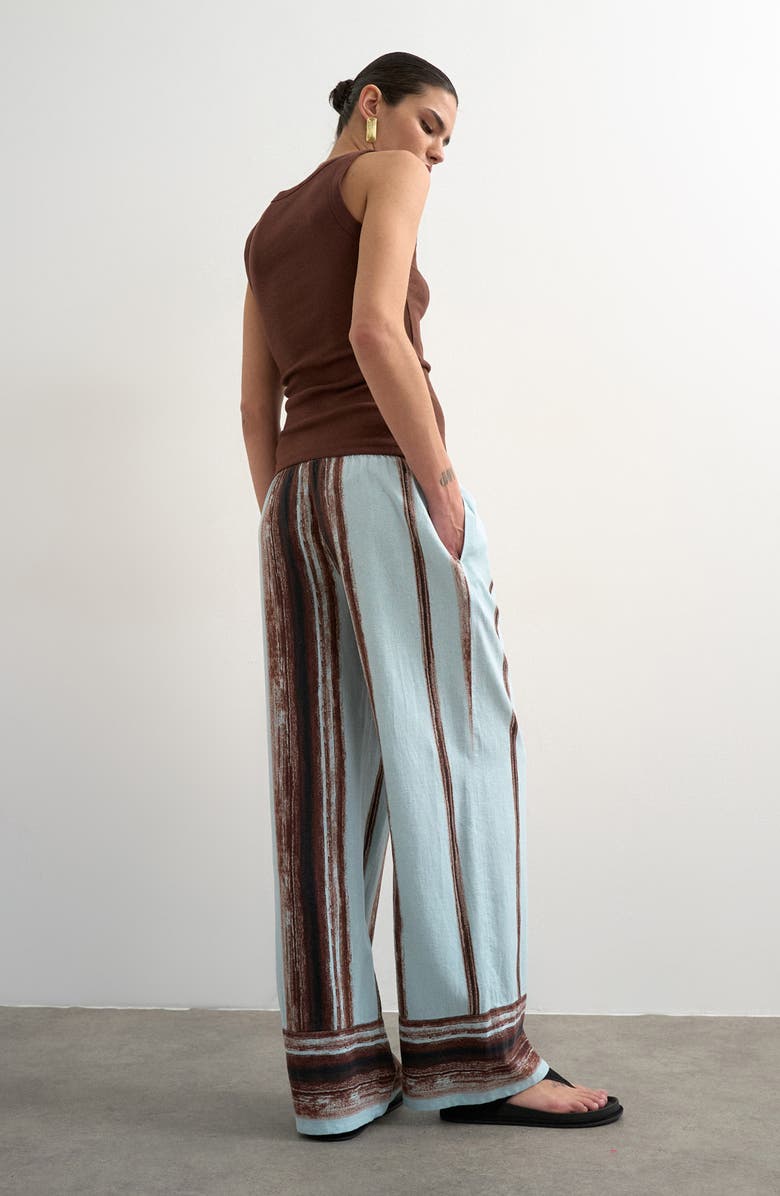 Topshop Stripe Linen Blend Pants, Alternate, color, Multi