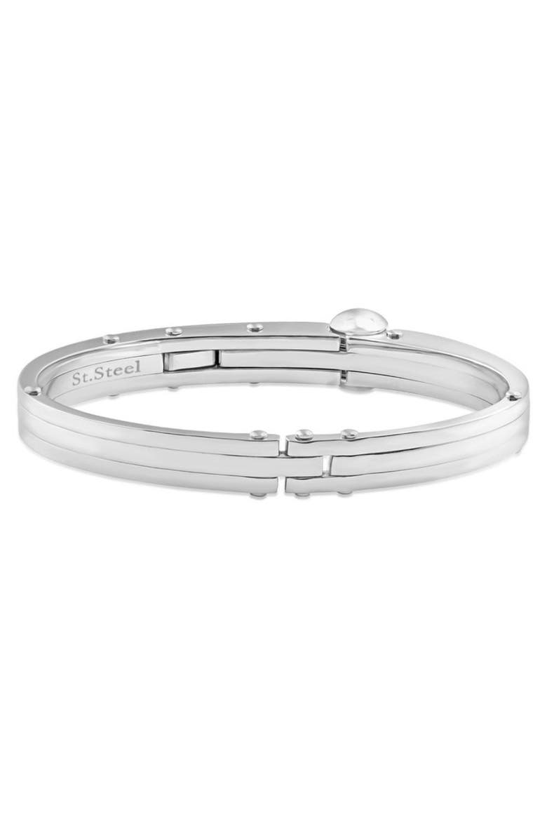 Men's Steel Polished Latched 8" 10mm Cuffed Bracelet, Main, color, Stainless Steel