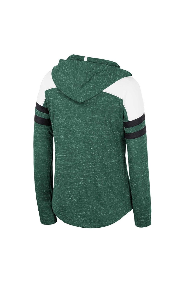 COLOSSEUM Women's Colosseum Green Michigan State Spartans Speckled Color Block Long Sleeve Hooded T-Shirt, Alternate, color, 